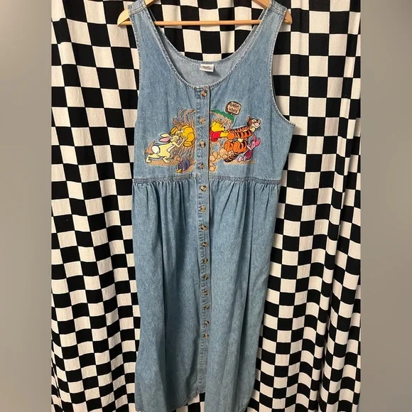 Disney Store Vintage Winnie The Pooh Denim Dress - Picture 1 of 11